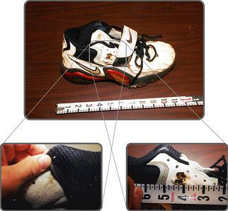 Nike Zoom-Air tennis shoe worn by a boy struck by lightning
